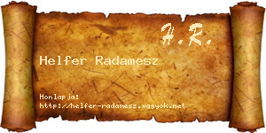 Helfer Radamesz névjegykártya